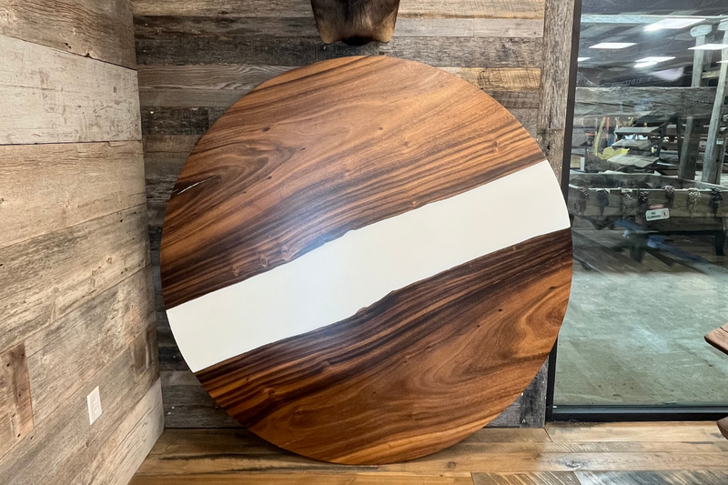 MARKED DOWN! - Round White Epoxy Table - 72"